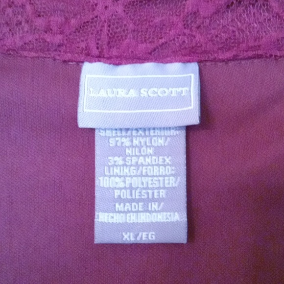 Laura Scott Lace Blouse, Burgundy, Size XL, Pre-owned - Picture 7 of 10